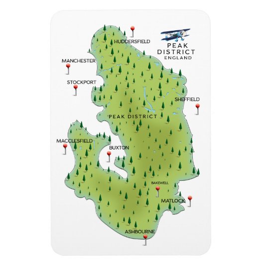 Peak District England Map Magnet (Vertikal)