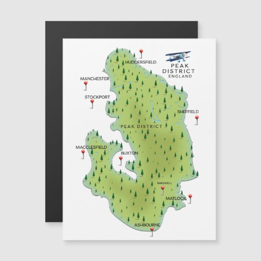 Peak District England Map Magnetkarte (Vorne/Hinten)