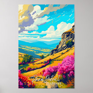 Peak District England Vintage-Illustration Poster