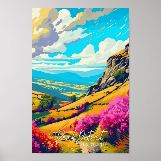 Peak District England Vintage-Illustration Poster (Vorne)