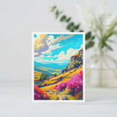 Peak District England Vintage-Illustration Postkarte (Stehend Vorderseite)