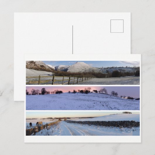 Peak District Schneepanoramen Postkarte (Vorne/Hinten)