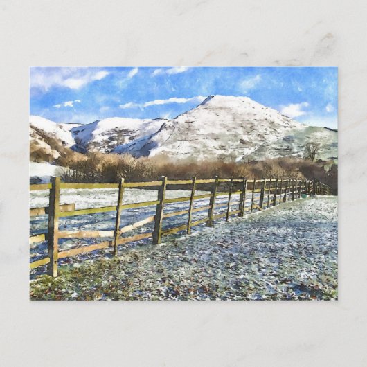 Peak District Snow Watercolor Style Postkarte (Vorderseite)