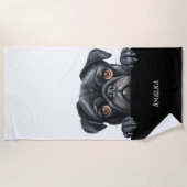 Peak Mops Hund lustig niedlicher Hundebesitzer Som Strandtuch (Vorderseite)