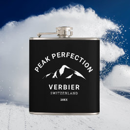 Peak Perfect Winter Ski Snowboard Resort Wappen Flachmann