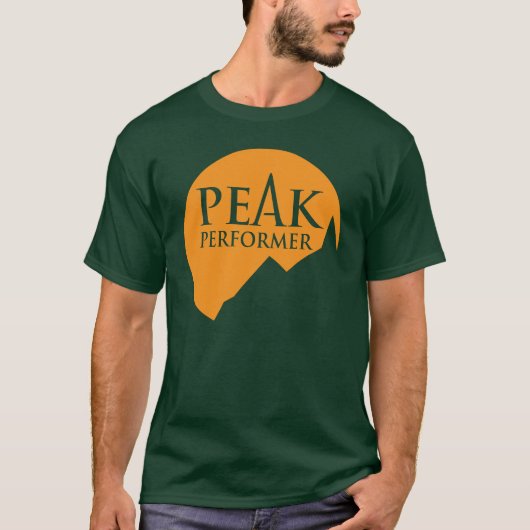 Peak Performer Logo orange auf grün T-Shirt (Vorderseite)