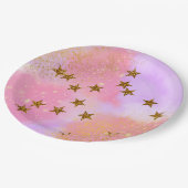 Peak-Pink- und Gold-Party-Teller Pappteller (Schrägansicht)