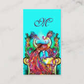 PEAKCOCKS IN LIEBE MONOGRAM, Red White Blue Weddin Visitenkarte (Rückseite)