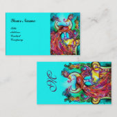 PEAKCOCKS IN LIEBE MONOGRAM, Rot-Blau-Turquase Visitenkarte (Vorne/Hinten)