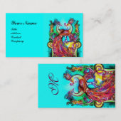 PEAKCOCKS IN LIEBE MONOGRAM, Rot-Blau-Turquase Visitenkarte (Vorne/Hinten)