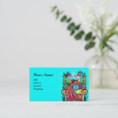 PEAKCOCKS IN LIEBE MONOGRAM, Rot-Blau-Turquase Visitenkarte (Stehend Vorderseite)