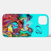 PEAKCOCKS IN LIEBE MONOGRAM Türkisblau Case-Mate iPhone Hülle (Rückseite (Horizontal))