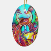 PEAKCOCKS IN LIEBE /RED RUBY GEMSTONE,Blautürkis Keramikornament (Links)