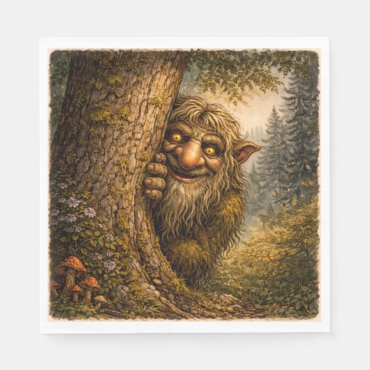 Peaking Norwegian Troll, Napkins Serviette (Vorderseite)