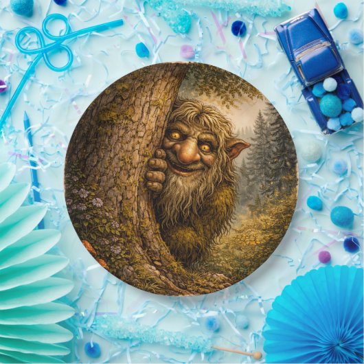 Peaking Norwegian Troll, Paper Plates Pappteller (Party)