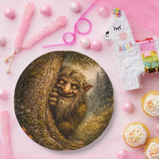 Peaking Norwegian Troll, Paper Plates Pappteller (Party)
