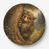 Peaking Norwegian Troll, Paper Plates Pappteller (Vorderseite)