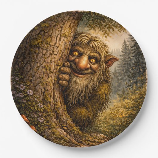 Peaking Norwegian Troll, Paper Plates Pappteller (Vorderseite)