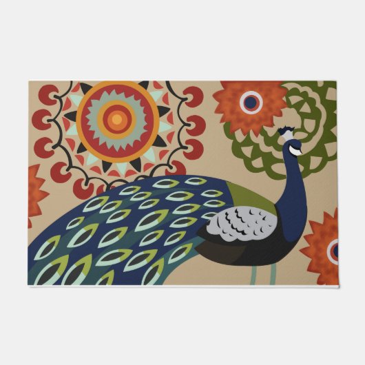Peakock Doormat, Peacock Lover, farbenfroher Pfau Fußmatte (Vorderseite)