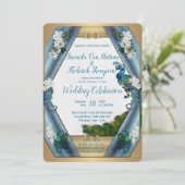 Peakocks & Smaragdgrüne Metallic Einladung (Stehend Vorderseite)