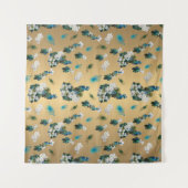 Peakocks und Federn auf Gold Fabric Print Wandteppich (Vorderseite (Horizontal))