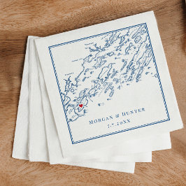 Peaks Island Maine Casco Bay Karte Elegante Weddin Serviette