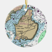 Peaks Island Maine Chart Keramik Ornament (Vorne)