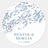 Peaks Island Maine Karte Gastgeschenk Hochzeit Runder Aufkleber (Vorderseite)