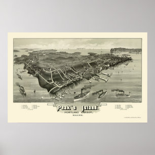 Peak's Island, ME Panorama Karte - 1886 Poster