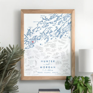 Peaks Island Weddern Modern Guest Book Poster