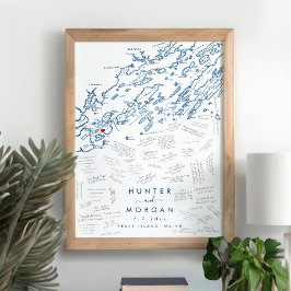 Peaks Island Weddern Modern Guest Book Poster