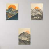 Peaks of the Andes – Retro South America Travel Bilderwand Sets (Vorderseite)