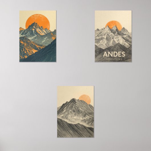 Peaks of the Andes – Retro South America Travel  Bilderwand Sets (Vorderseite)