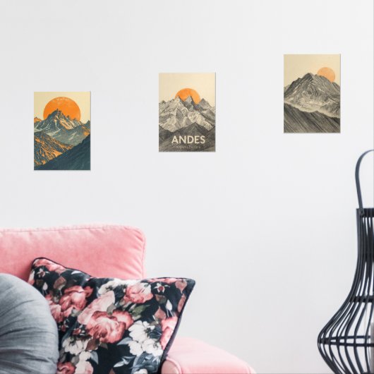 Peaks of the Andes – Retro South America Travel Bilderwand Sets (Wohnzimmer)