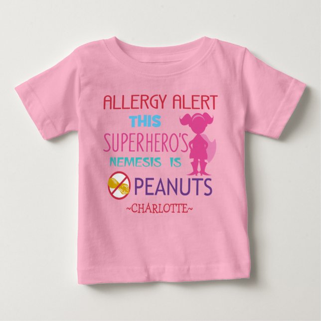 Peanut Allergie Alert Superhero Girls Shirt (Vorderseite)