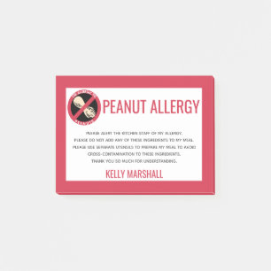 Peanut Allergisches Warnrestaurant Custom Kids Post-it Klebezettel