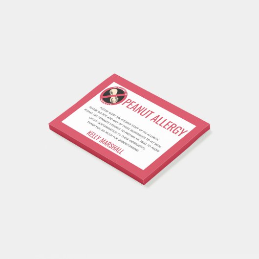 Peanut Allergisches Warnrestaurant Custom Kids Post-it Klebezettel (angewinkelt)