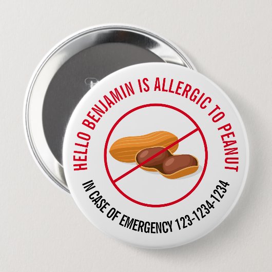 Peanut Allergy-Abzeichen Button (Vorne & Hinten)