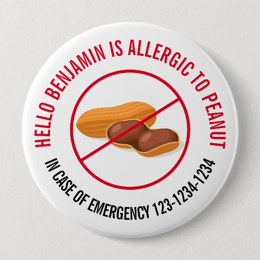 Peanut Allergy-Abzeichen Button (Vorderseite)