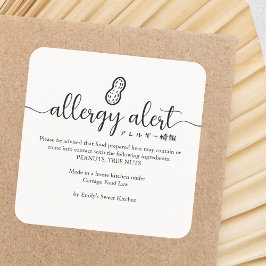 Peanut Allergy Alert Minimalist May Contain Quadratischer Aufkleber