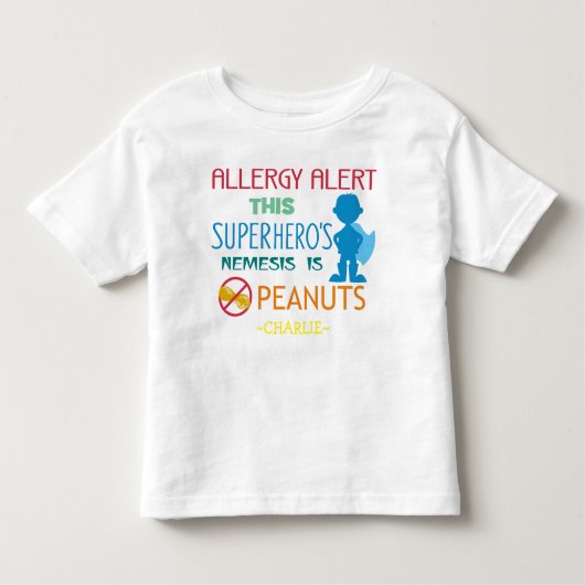 Peanut Allergy Alert Superhero Boys Shirt (Vorderseite)