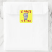 Peanut Allergy Elephant Quadratischer Aufkleber (Tasche)