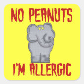 Peanut Allergy Elephant Quadratischer Aufkleber (Vorderseite)