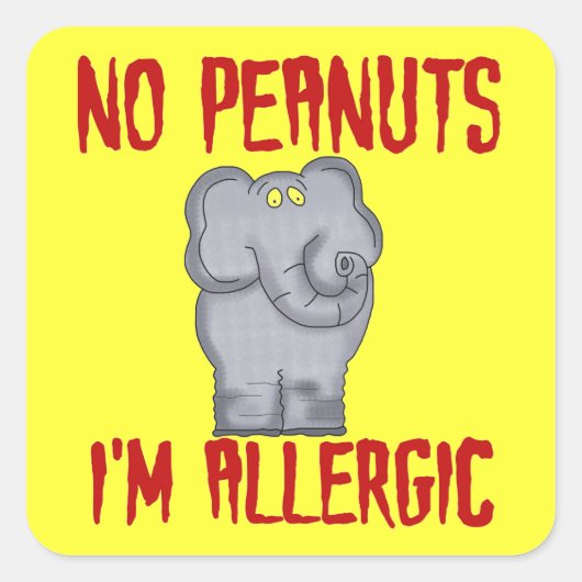 Peanut Allergy Elephant Quadratischer Aufkleber (Vorderseite)