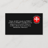 PEANUT Allergy Medical Alert Card Visitenkarte (Rückseite)