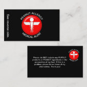 PEANUT Allergy Medical Alert Card Visitenkarte (Vorne/Hinten)