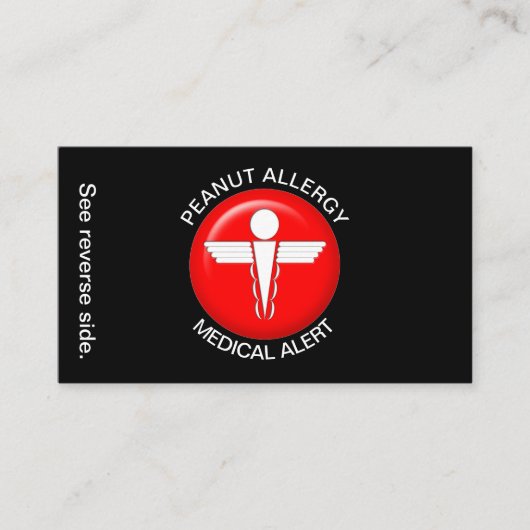 PEANUT Allergy Medical Alert Card Visitenkarte (Vorderseite)