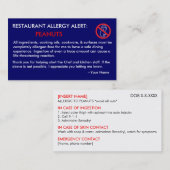 Peanut Allergy Restaurant & ICE Card - F/NB Visitenkarte (Vorne/Hinten)