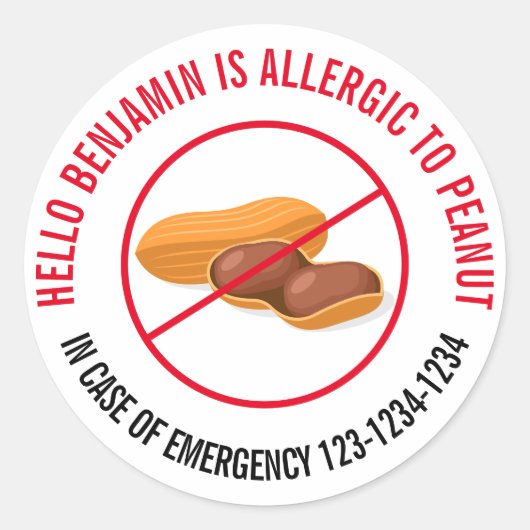 Peanut Allergy Runder Aufkleber (Vorderseite)