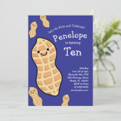 Peanut Birthday Party Kinder Niedliche Nut Cartoon Einladung (Stehend Vorderseite)